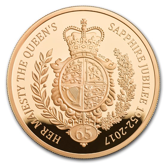 2017 Great Britain 5 oz Prf Gold Sapphire Jubilee 2017 Great Britain 5 oz Prf Gold Sapphire Jubilee